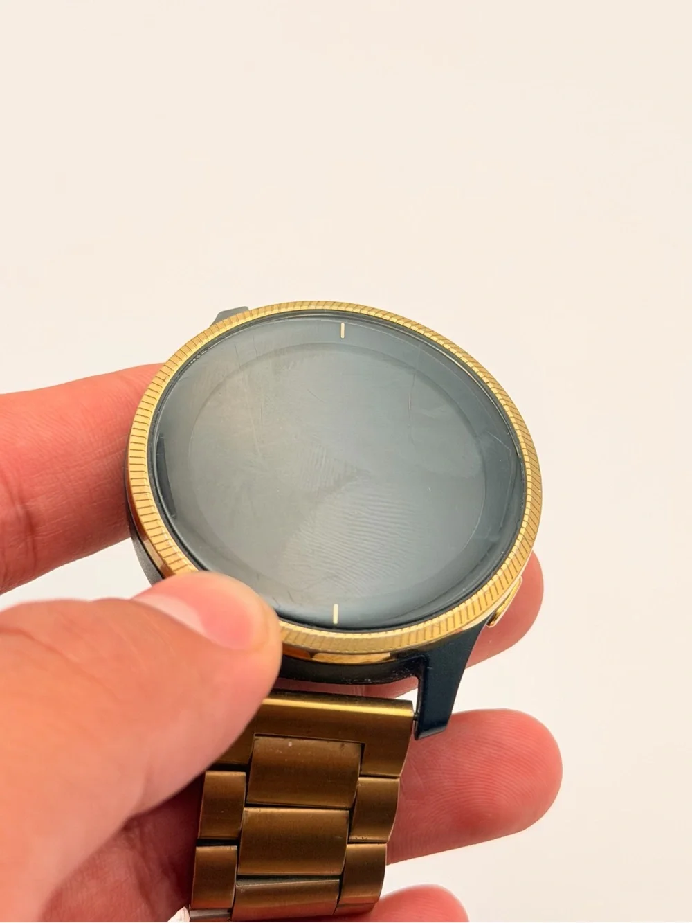 Garmin Venu, Tested, Gold/Black, Charger Included, Stainless Steel Band